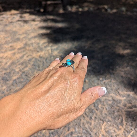 Handmade Navajo Kingman Turquoise Stone Rings Native American Jewelry Sz 6.25US* - Picture 4 of 7